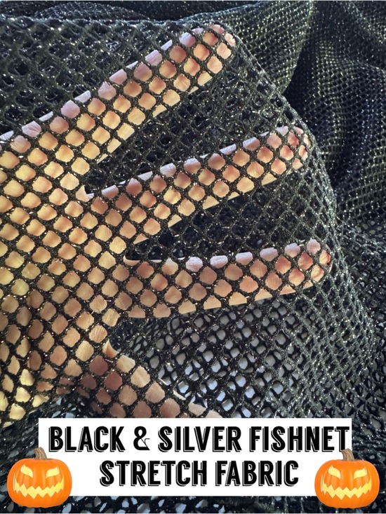 Joann Fabrics Other - FISHNET STRETCH FABRIC BLACK & SILVER *Sold by-the-yard* (36” x 63” wide)